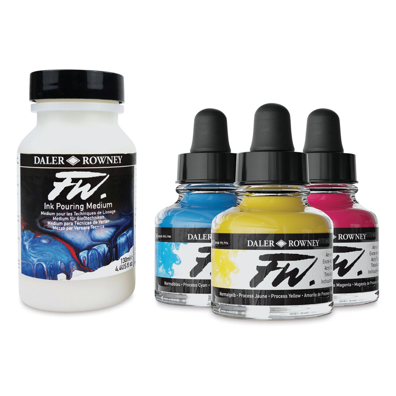 Daler-Rowney FW Acrylic Water-Resistant Artists Ink - Pouring Colors, Set of 4